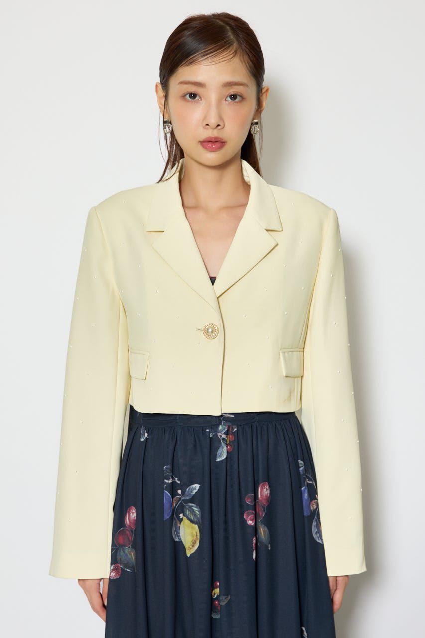 rienda「パール付きシングルショートテーラードジャケット」|その他|