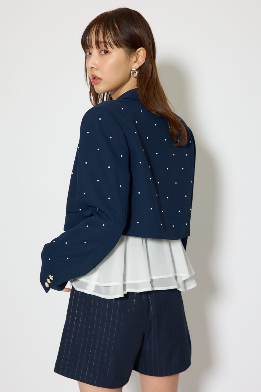 rienda「パール付きシングルショートテーラードジャケット」|その他|