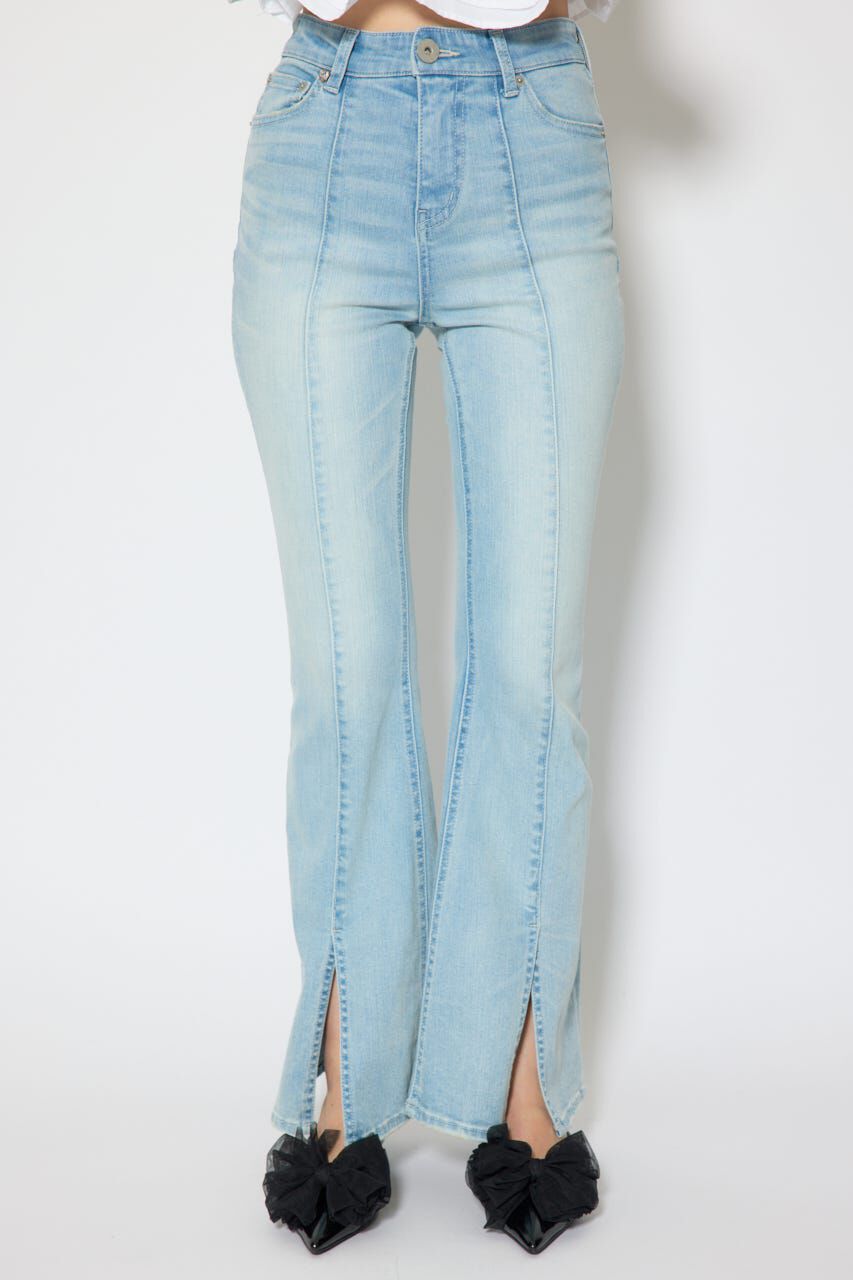 rienda「レースアップハイウエストデニムパンツ」|デニム|