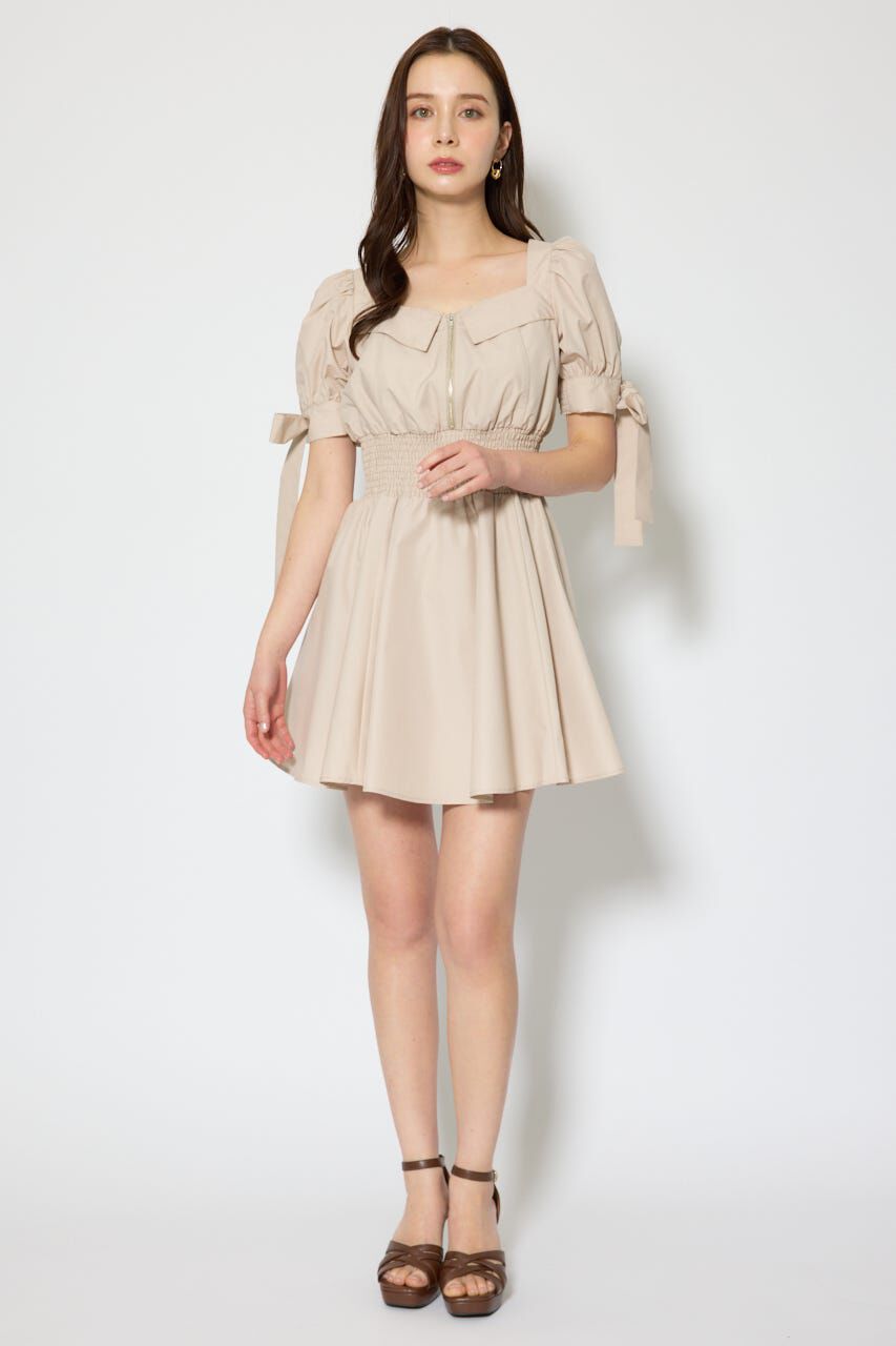 rienda「リボンスリーブフレアミニワンピース」|ワンピース|