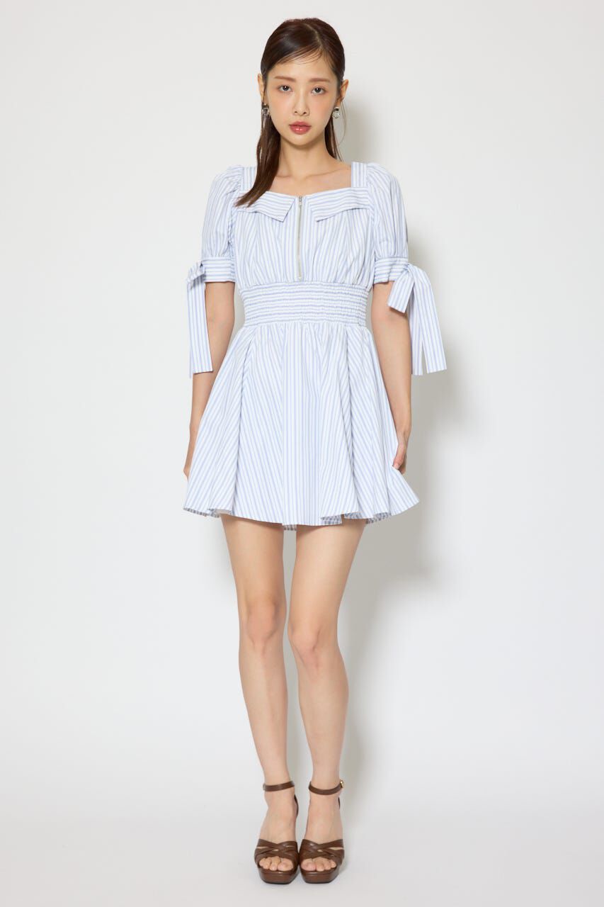 rienda「リボンスリーブフレアミニワンピース」|ワンピース|