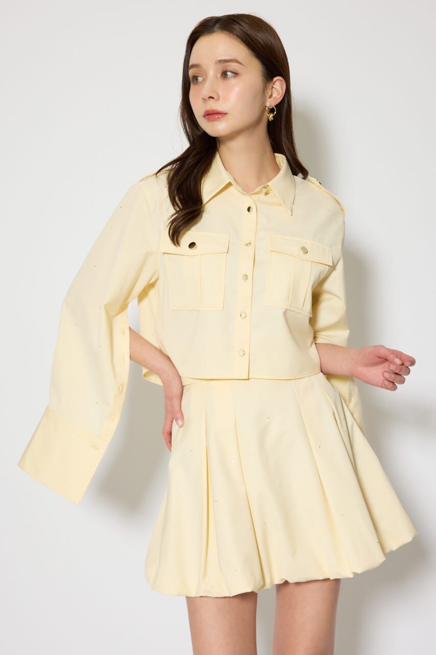 rienda「ワークディティールクロップドシャツ」|シャツ・ブラウス|YEL