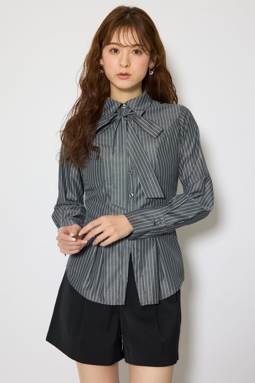 rienda「ウエストシェイプボウタイシャツ」|シャツ・ブラウス|