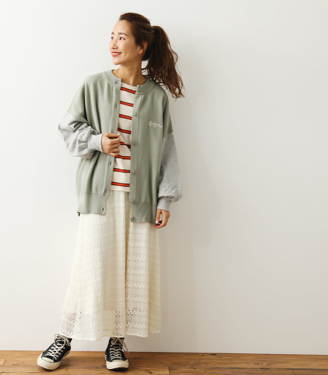 RODEO CROWNS「(WEB限定)裏毛ドッキングニットカーディガン」|カーディガン|