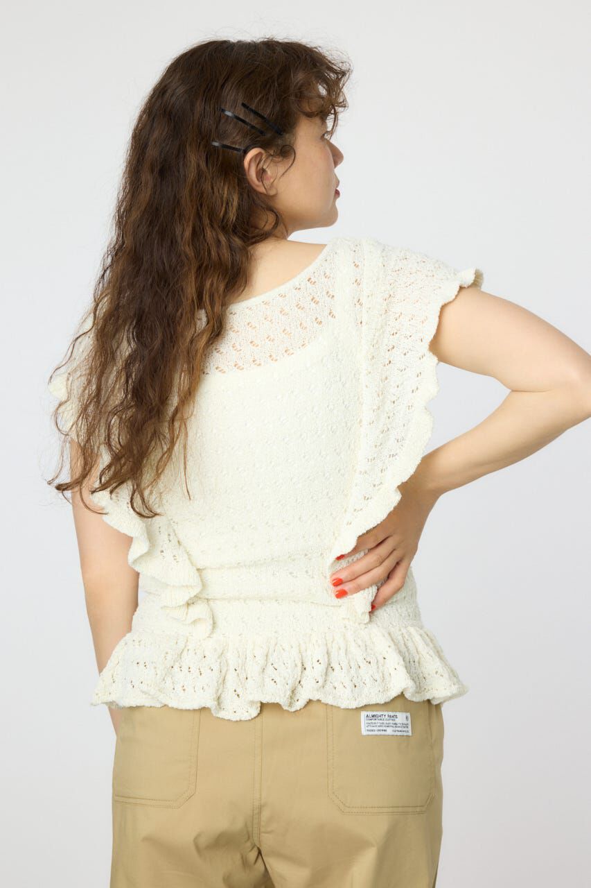 RODEO CROWNS「2WAYフリルクロシェニットトップス」|タンクトップ|