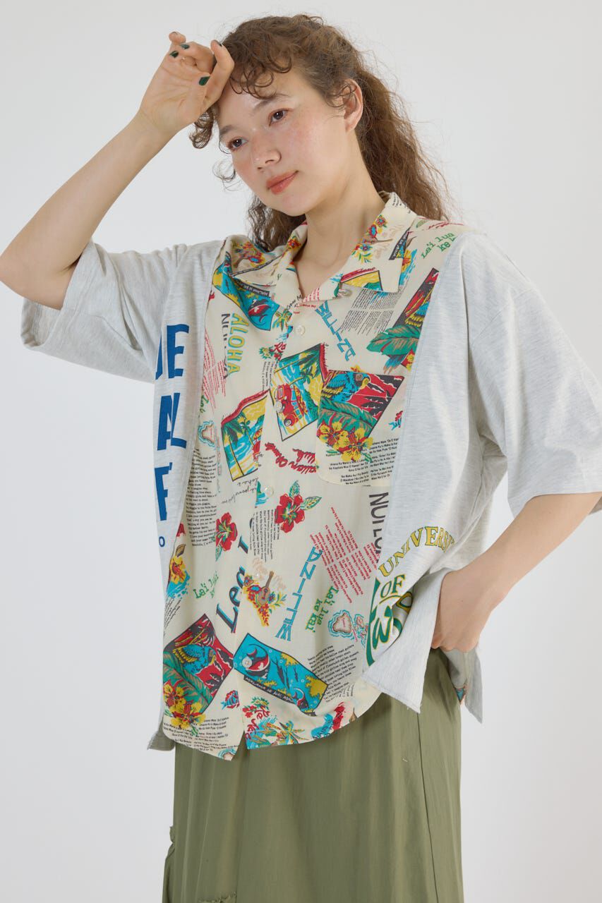 RODEO CROWNS「ドッキングアロハビッグシャツ」|シャツ・ブラウス|柄WHT5