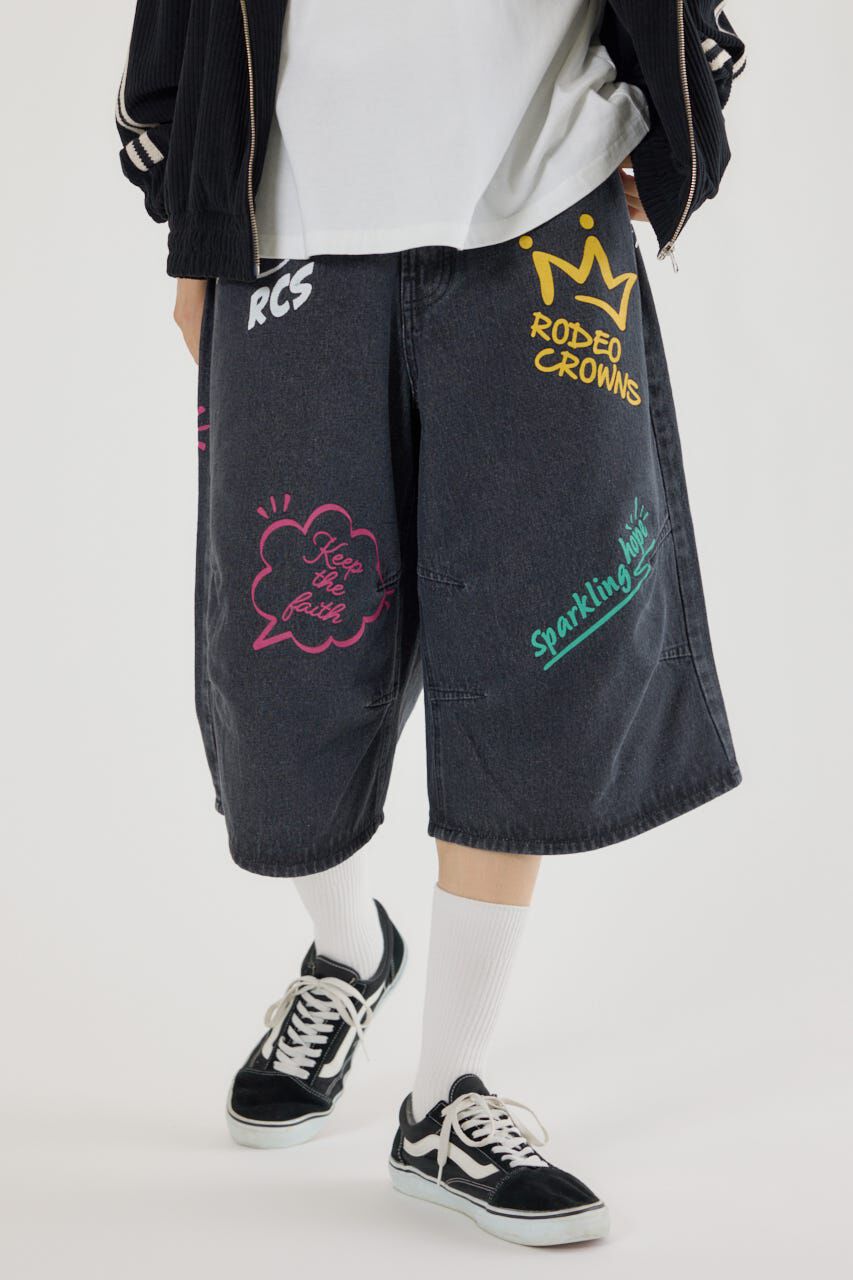 RODEO CROWNS「ラクガキバミューダデニムパンツ」|デニム|