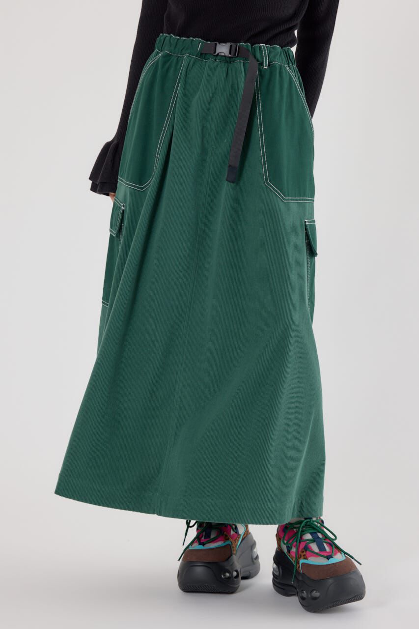 RODEO CROWNS「テープベルト異素材切替カーゴスカート」|スカート|