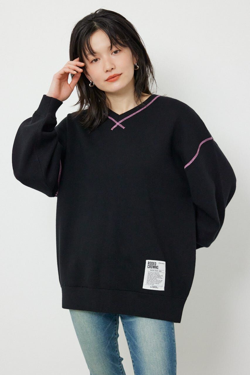 RODEO CROWNS「スウェットライク2wayネックニットトップス」|ニット・セーター|