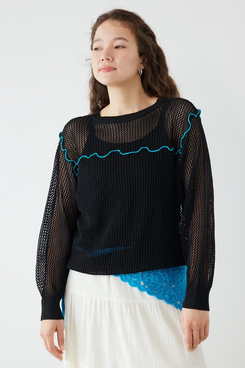 RODEO CROWNS「前後2WAYメローニットトップス」|ニット・セーター|BLK