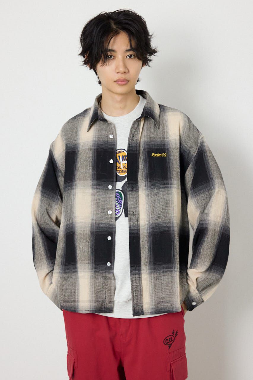 RODEO CROWNS「スカシオンブレーチェックシャツ」|シャツ・ブラウス|BLK