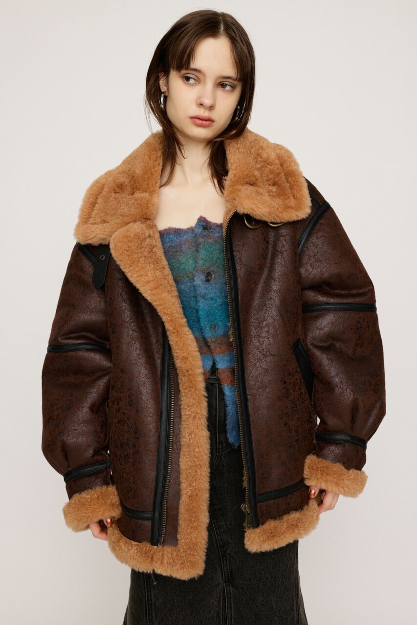 SLY「VINTAGE FAUX SHEARLING ジャケット」|ブルゾン・スタジャン|BRN