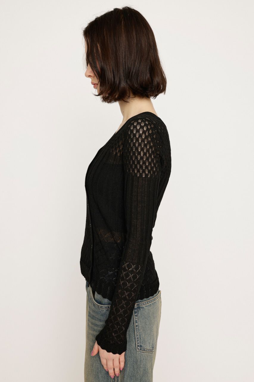 SLY「CROCHET SLANT BUTTON カーディガン」|カーディガン|
