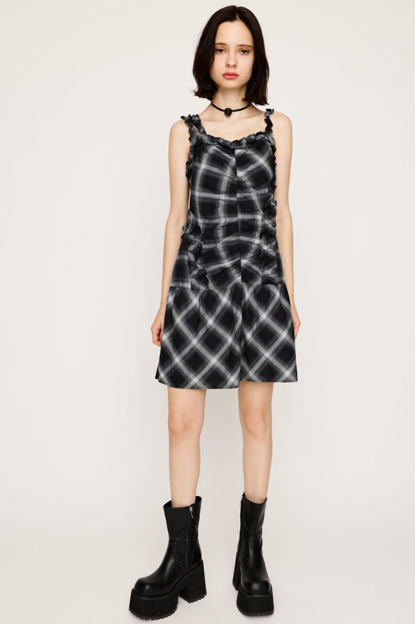 SLY「CHECK FRILL ショートワンピース」|ワンピース|