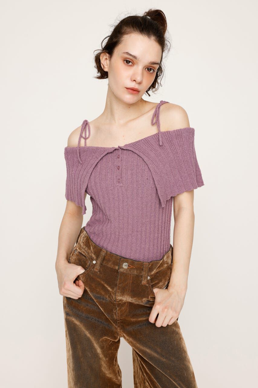 SLY「OFFSHOULDER RIB HG トップス」|ニット・セーター|
