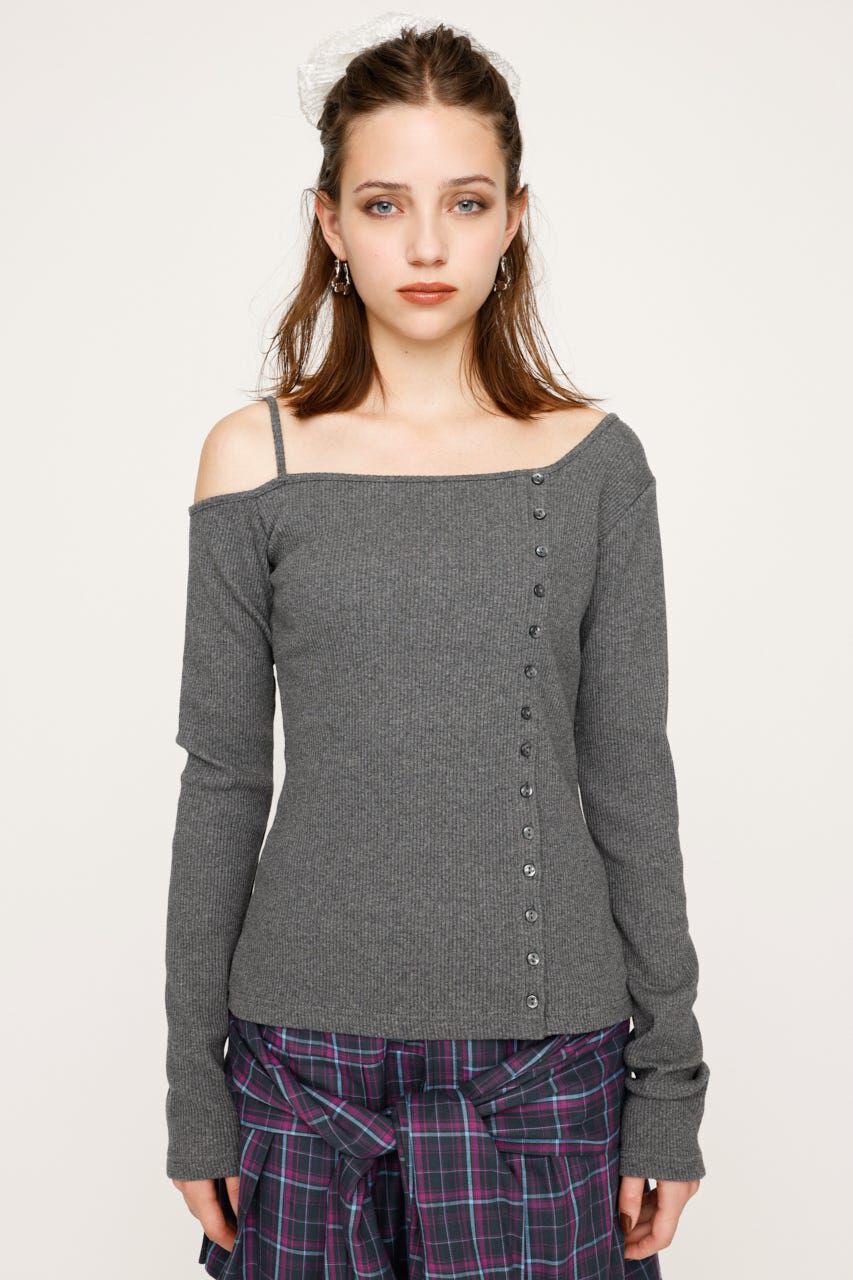 SLY「ASYMMETRY BUTTON トップス」|Tシャツ・カットソー|