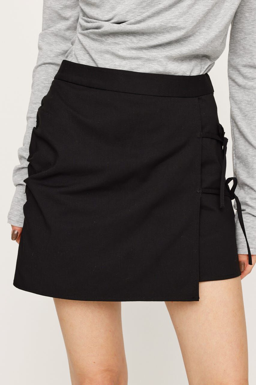 SLY「GATHER RIBBON WRAP ショートスカート」|スカート|BLK