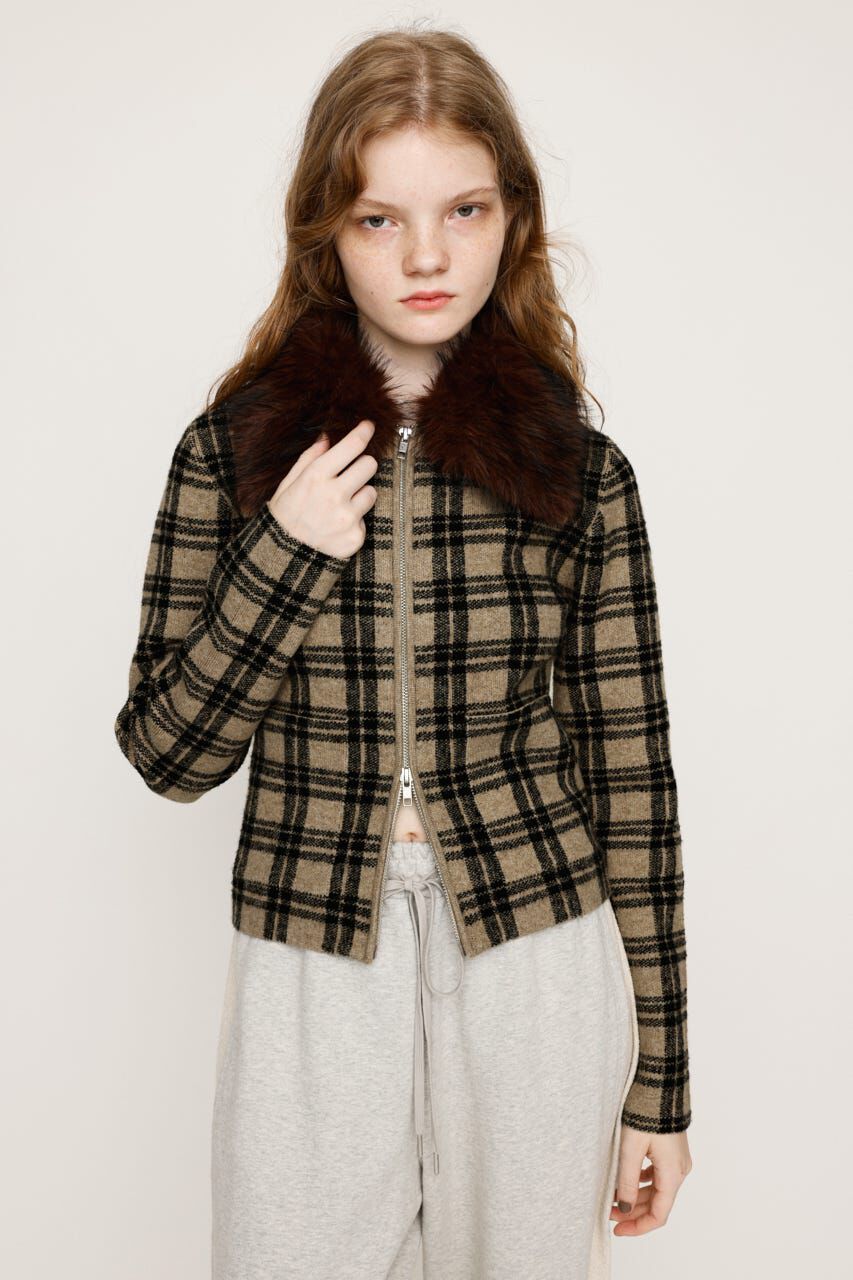 SLY「F／FUR COLLAR KNIT トップス」|その他|M/BEG7