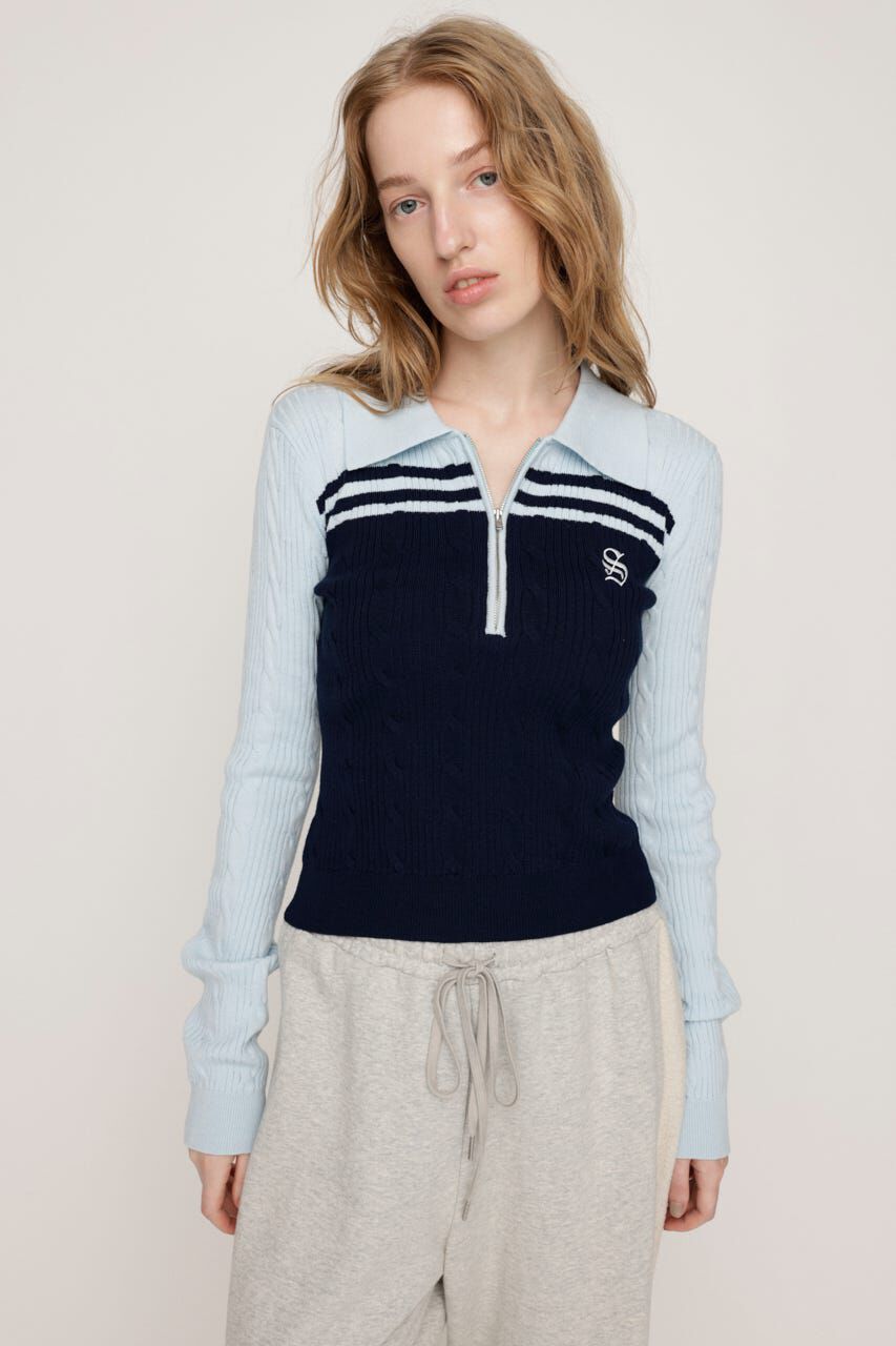 SLY「CABLE COLLAR KNIT トップス」|ニット・セーター|