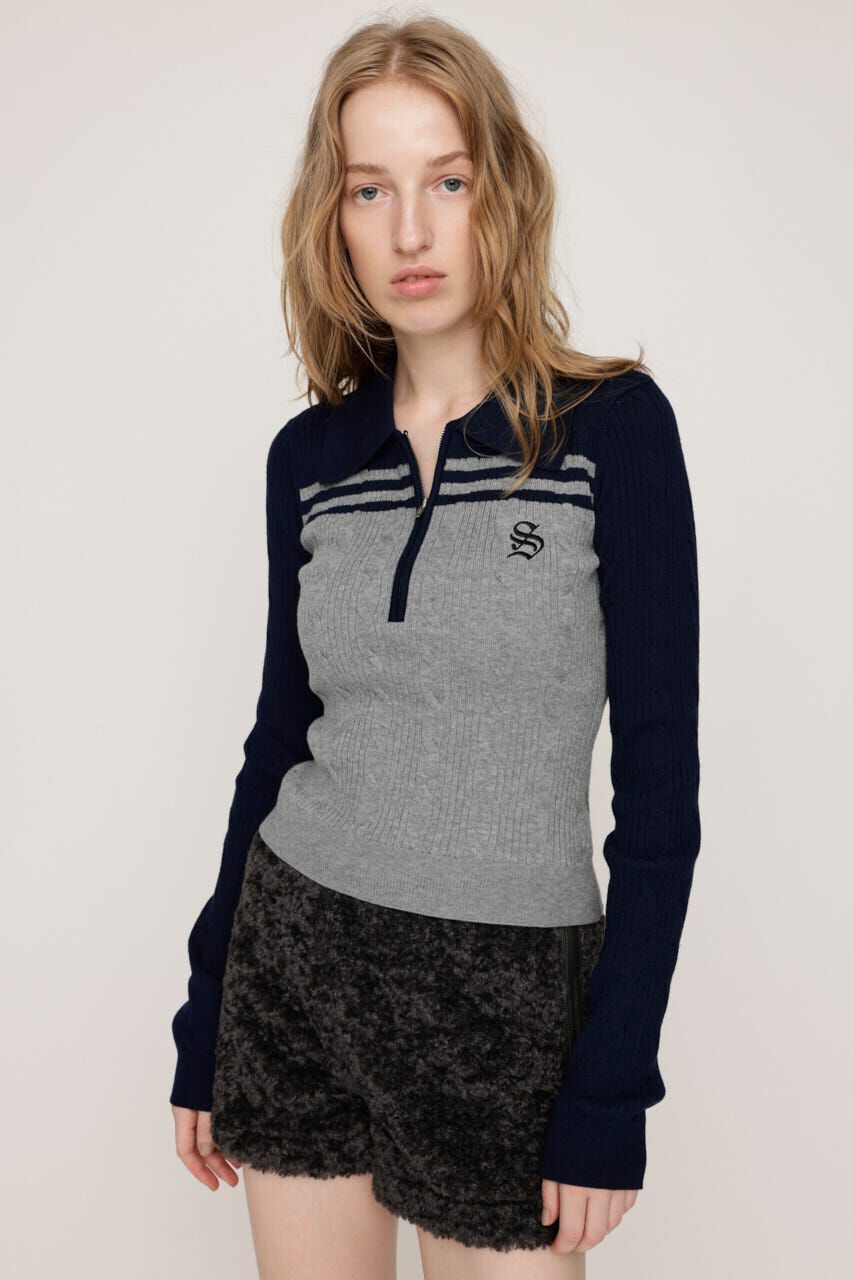 SLY「CABLE COLLAR KNIT トップス」|ニット・セーター|NVY