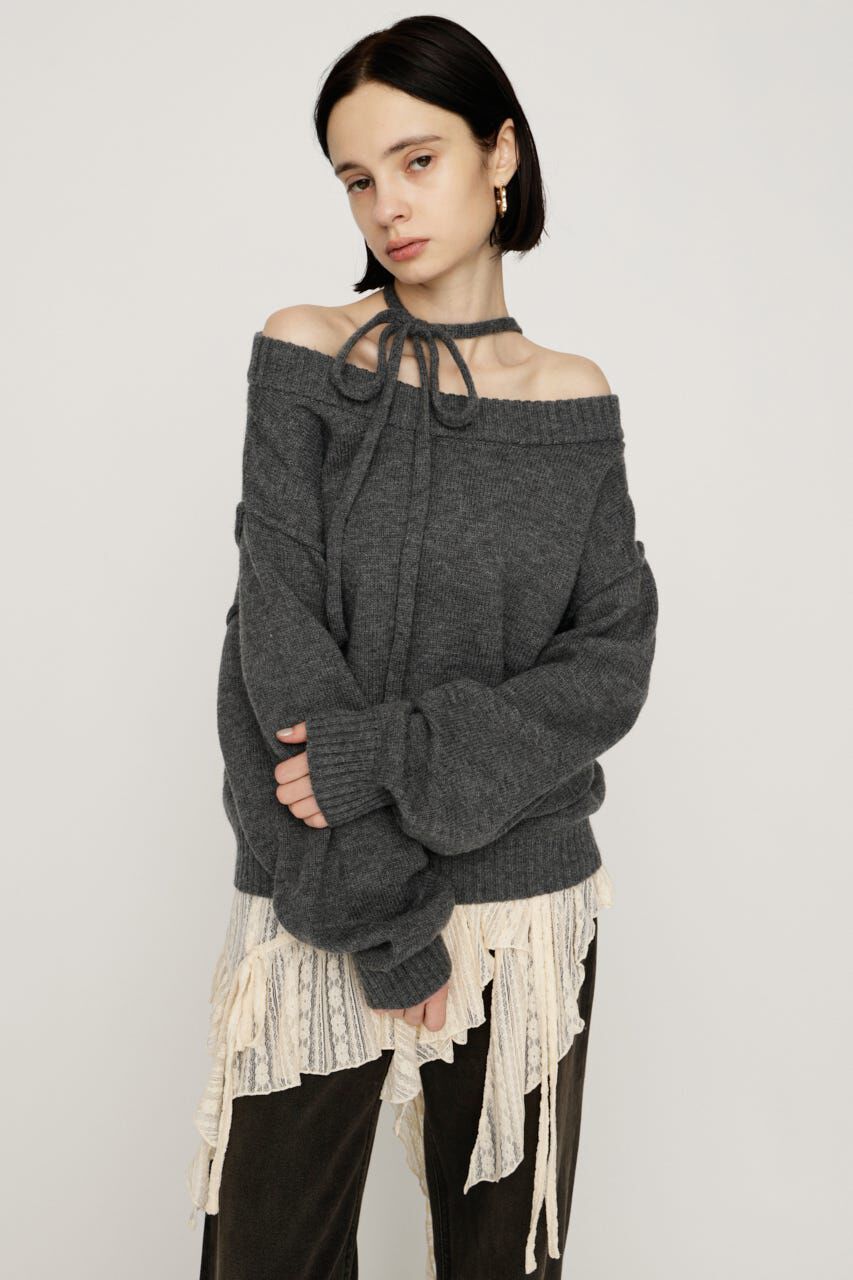 SLY「2WAY SHOULDER KNIT トップス」|ニット・セーター|T.GRY