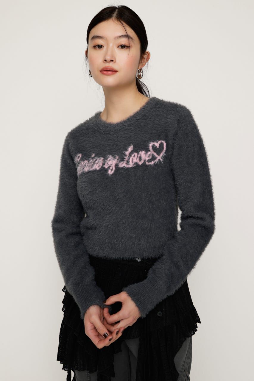 SLY「SHAGGY YARN LOGO C／N トップス」|ニット・セーター|