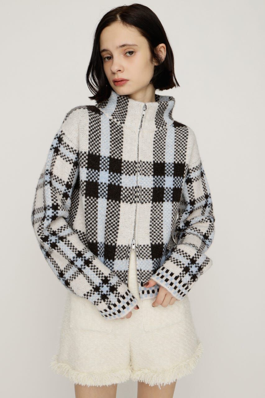 SLY「JQ KNIT FRONT ZIP カーディガン」|カーディガン|M/BLU7