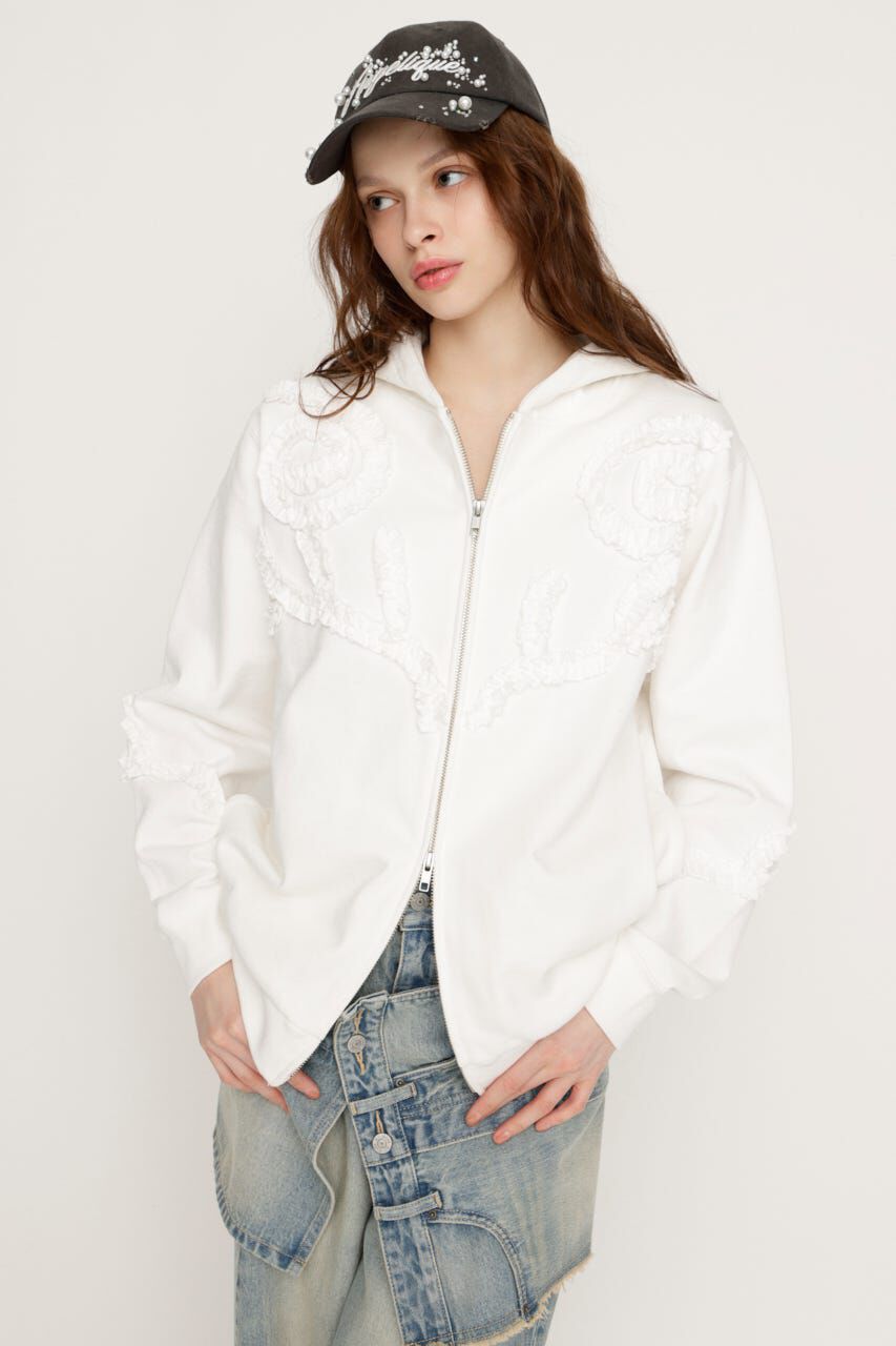SLY「FRILL ZIP UP HOODIE」|パーカー|