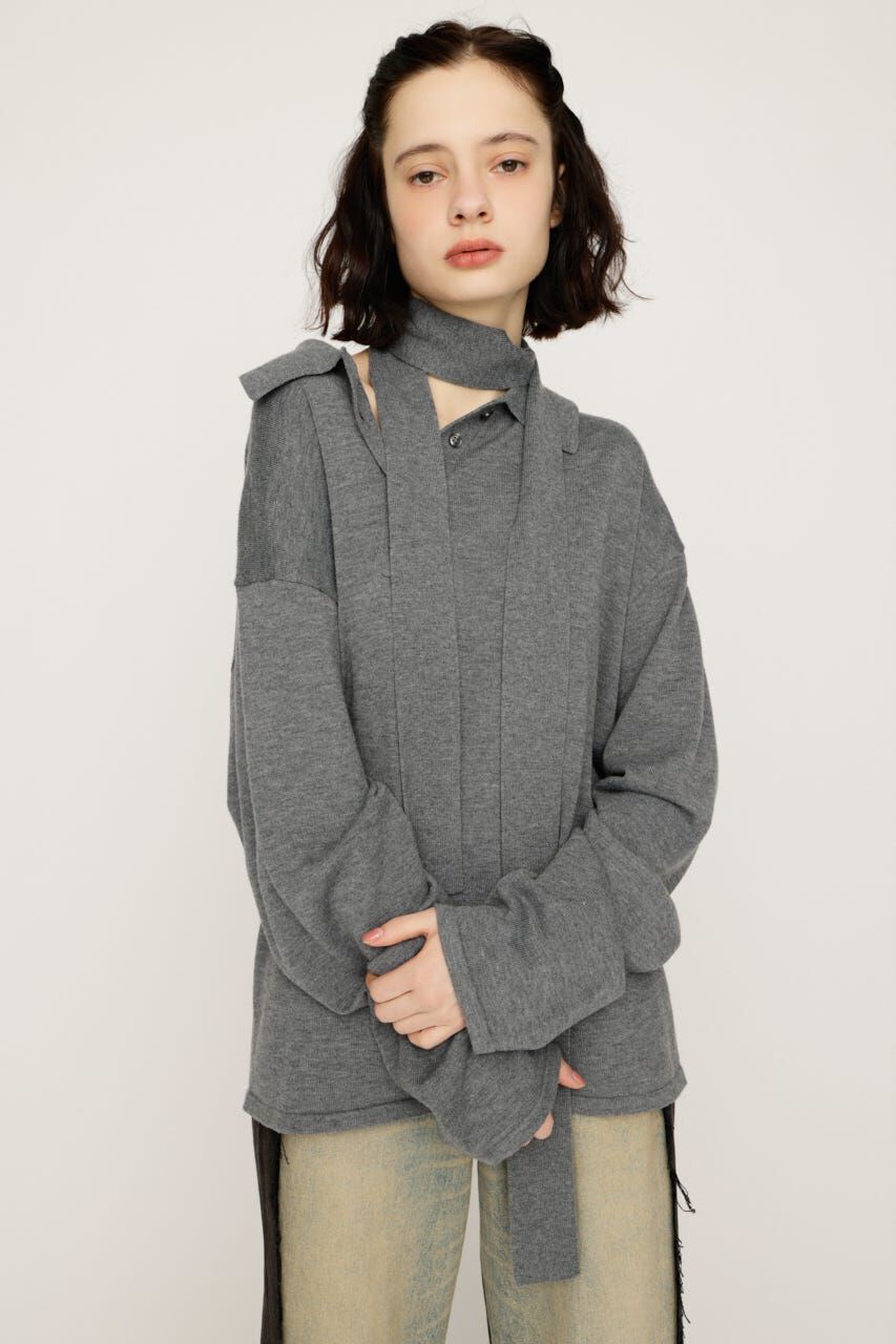 SLY「HG KNIT ASYMMETRY トップス」|ニット・セーター|T.GRY