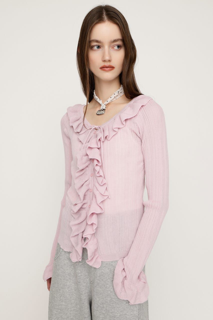 SLY「FRONT FRILL KNIT トップス」|ニット・セーター|L/PNK1
