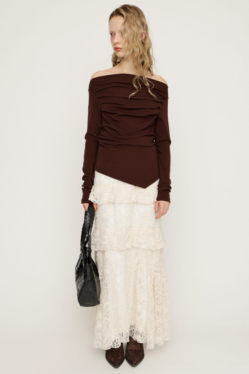 SLY「OFF SHOULDER TUCK トップス」|Tシャツ・カットソー|