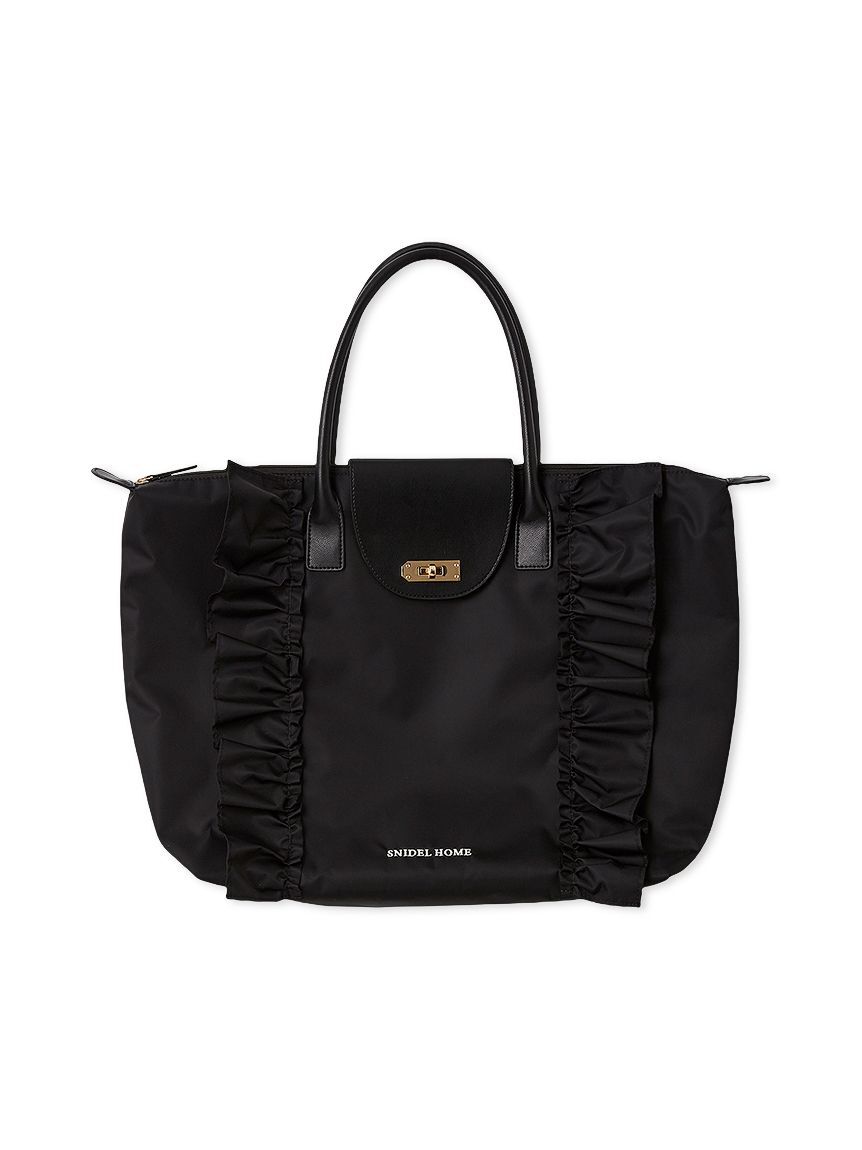 SNIDEL HOME「フリルナイロンバッグ」|ハンドバッグ|BLK