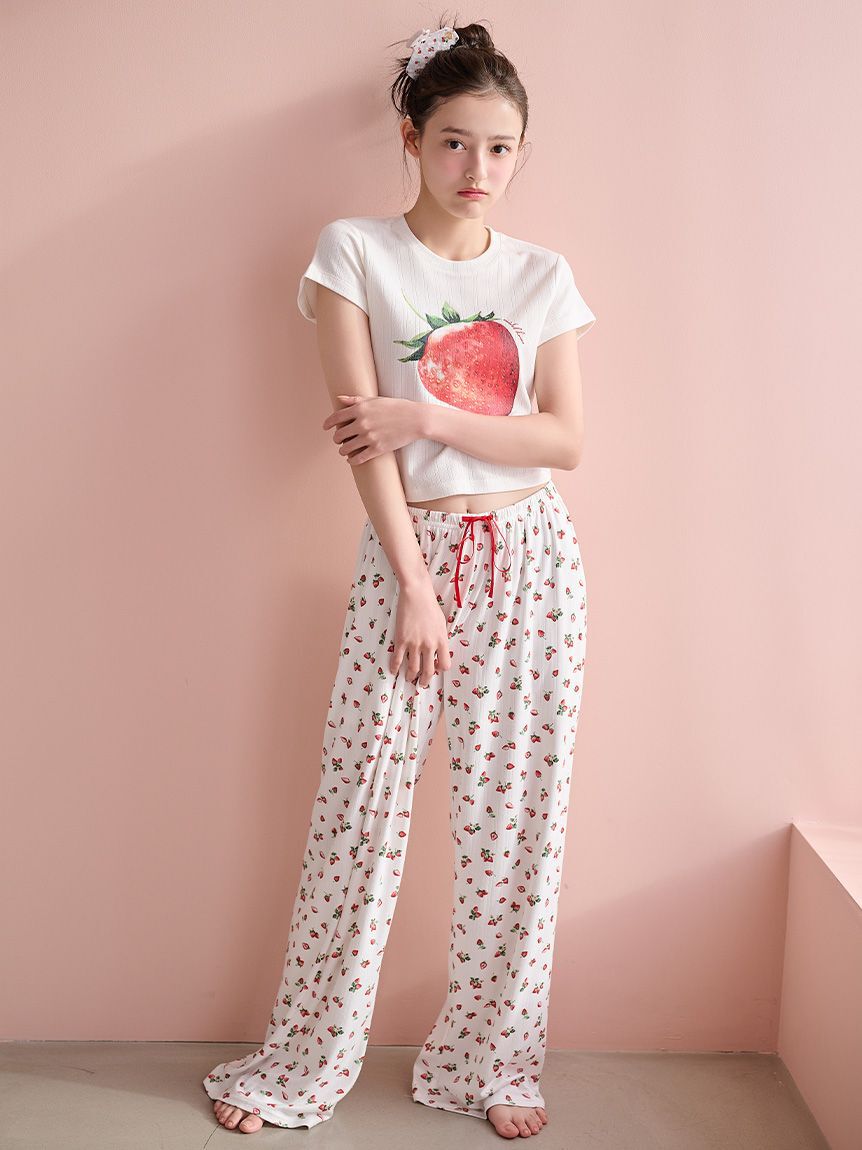 SNIDEL HOME「ストロベリーアイレットロングパンツ」|ルームウェア|WHT