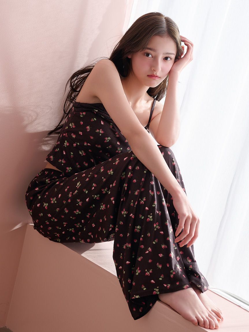 SNIDEL HOME「ストロベリーアイレットロングパンツ」|ルームウェア|BLK
