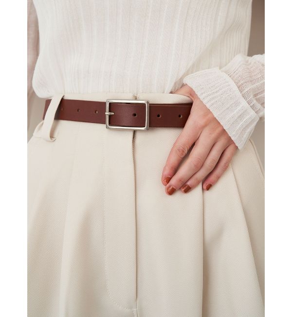 ELENDEEK「SQUARE BUCKLE BELT」|ベルト|ブラウン