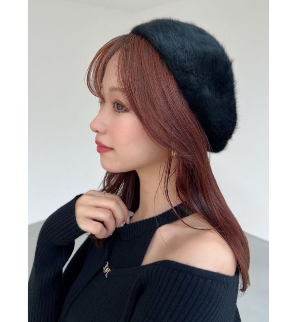 RESEXXY「フェイクファーベレー帽」|ハンチング・ベレー帽|ブラック