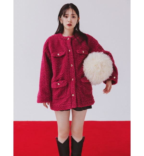 dazzlin「ボアフレンチブルゾン」|ブルゾン・スタジャン|レッド