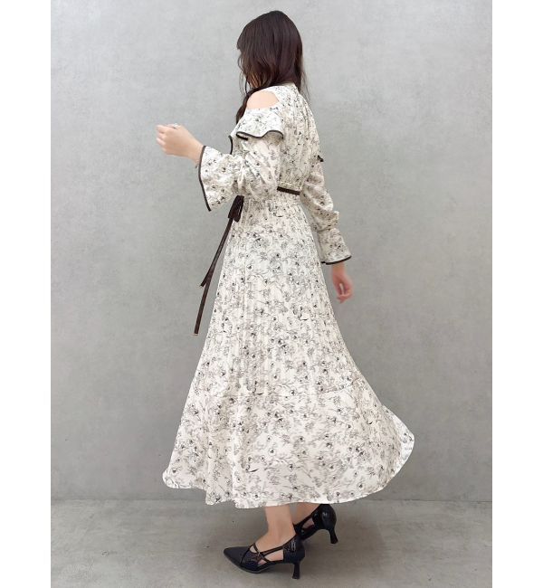 dazzlin「オープンショルダーフラワープリーツワンピース」|ワンピース|