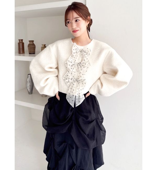 dazzlin「トリプルリボンショートブルゾン」|ブルゾン・スタジャン|