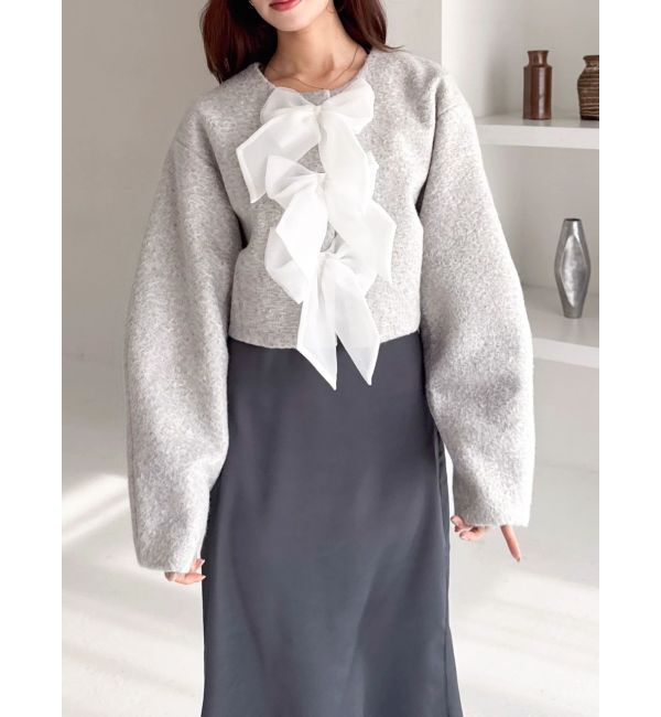 dazzlin「トリプルリボンショートブルゾン」|ブルゾン・スタジャン|