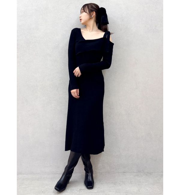 dazzlin「【WEB限定】ワンショルリボンニットワンピース」|ワンピース|