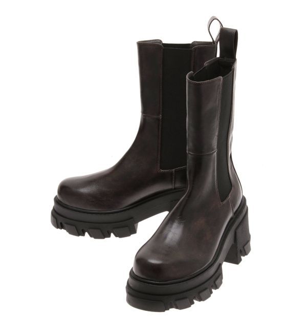 EMODA「サイドゴアタンクブーツ」|ショートブーツ|ブラウン