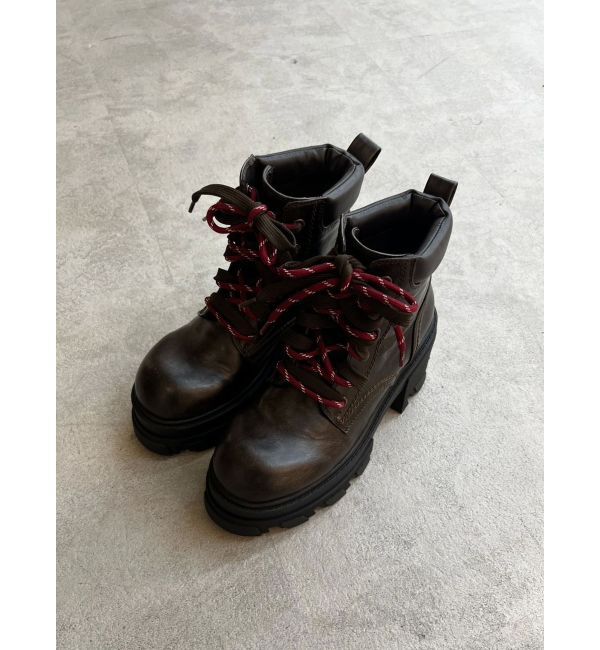 EMODA「レースアップタンクソールブーツ」|ショートブーツ|ブラウン