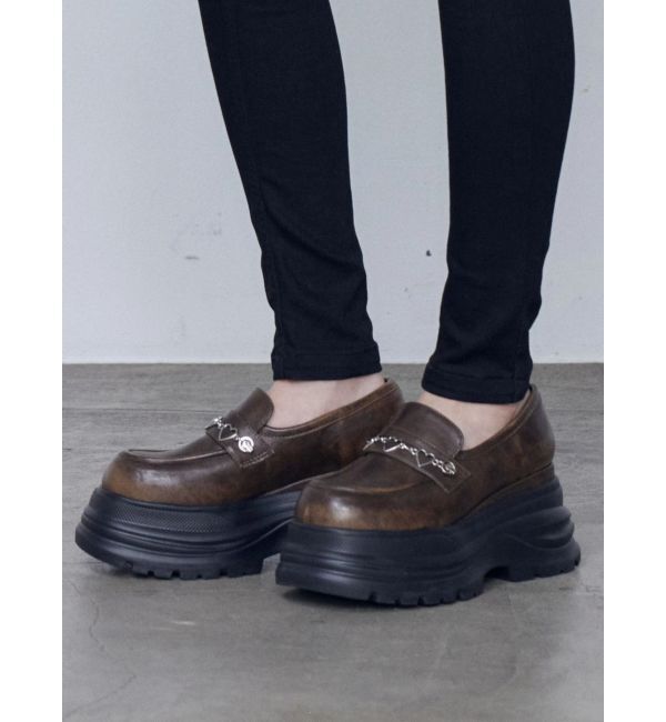 EMODA「ハートチェーンローファー」|ローファー|ブラウン