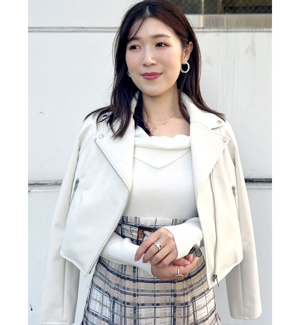 MERCURYDUO「フェイクレザーコンパクトライダースジャケット」|ライダースジャケット|