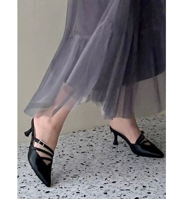 MERCURYDUO「ポインテッドストラップミュール」|パンプス|