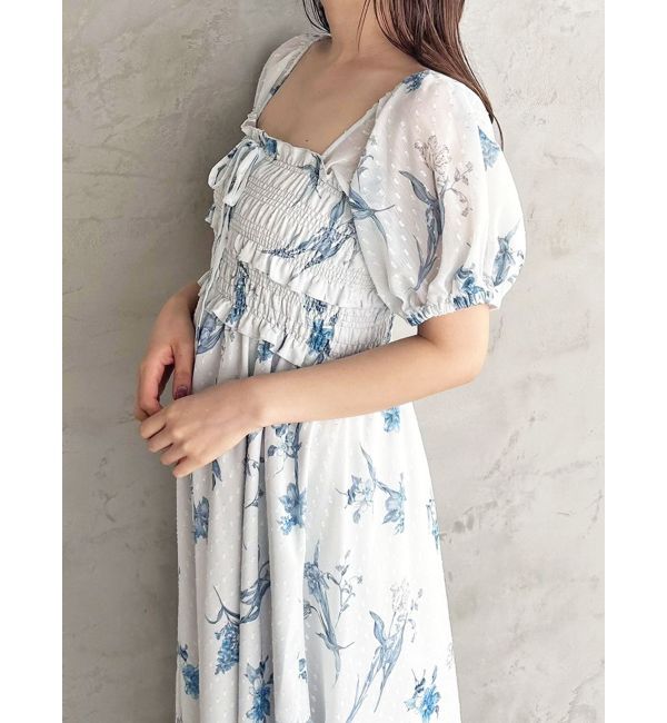 MERCURYDUO「ボタニカルフラワー2WAYシャーリングワンピース」|ワンピース|