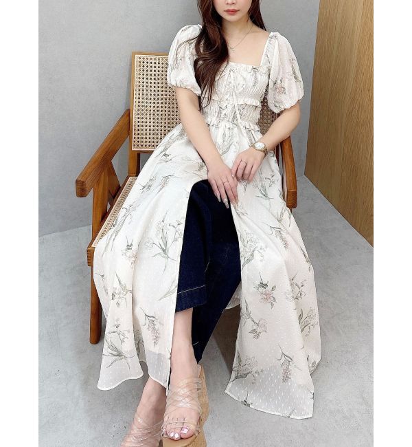 MERCURYDUO「ボタニカルフラワー2WAYシャーリングワンピース」|ワンピース|