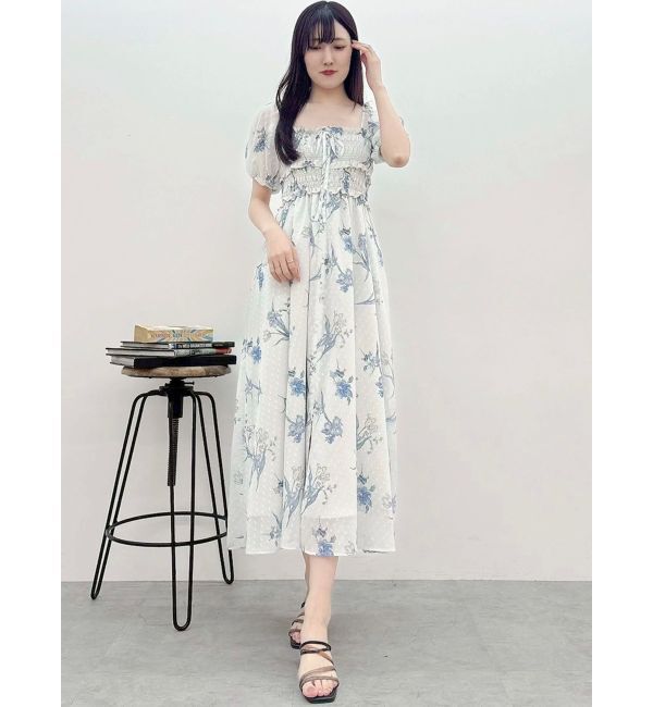 MERCURYDUO「ボタニカルフラワー2WAYシャーリングワンピース」|ワンピース|