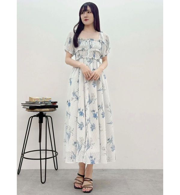 MERCURYDUO「ボタニカルフラワー2WAYシャーリングワンピース」|ワンピース|